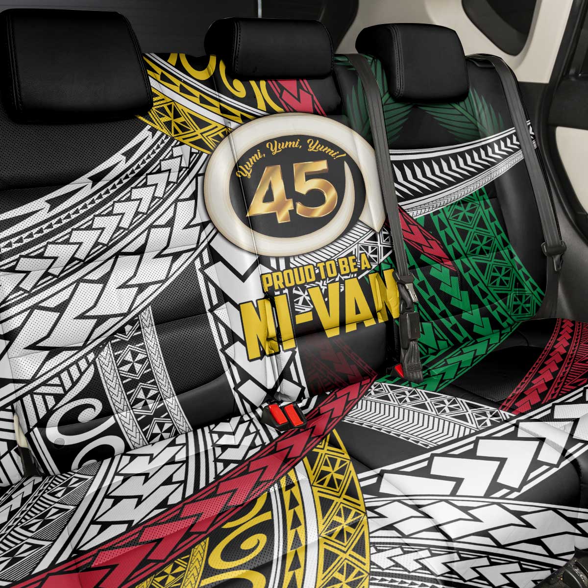 Ni-Van Vanuatu 45th Yumi Yumi Yumi Back Car Seat Cover Vanuatuan Boar Tusk Polynesian Pattern LT9 - Polynesian Pride