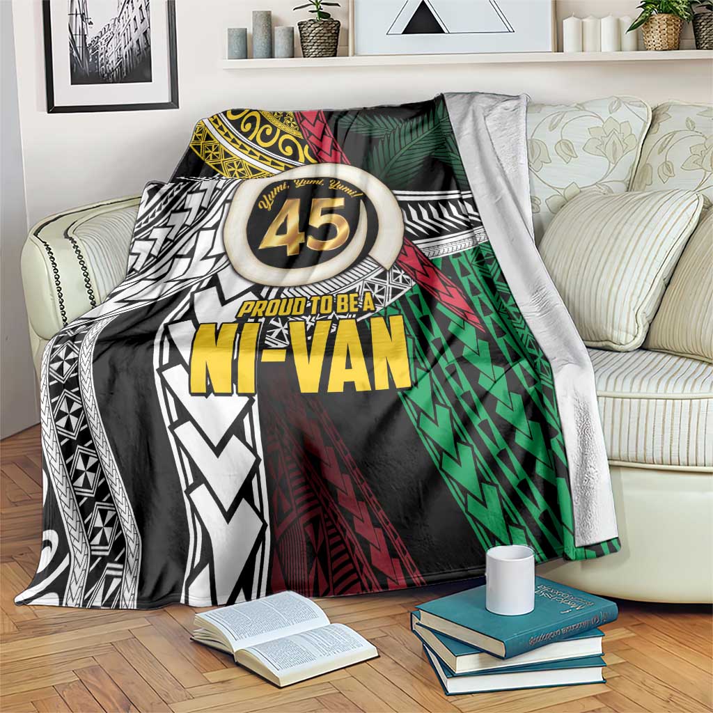 Ni-Van Vanuatu 45th Yumi Yumi Yumi Blanket Vanuatuan Boar Tusk Polynesian Pattern LT9 Black - Polynesian Pride