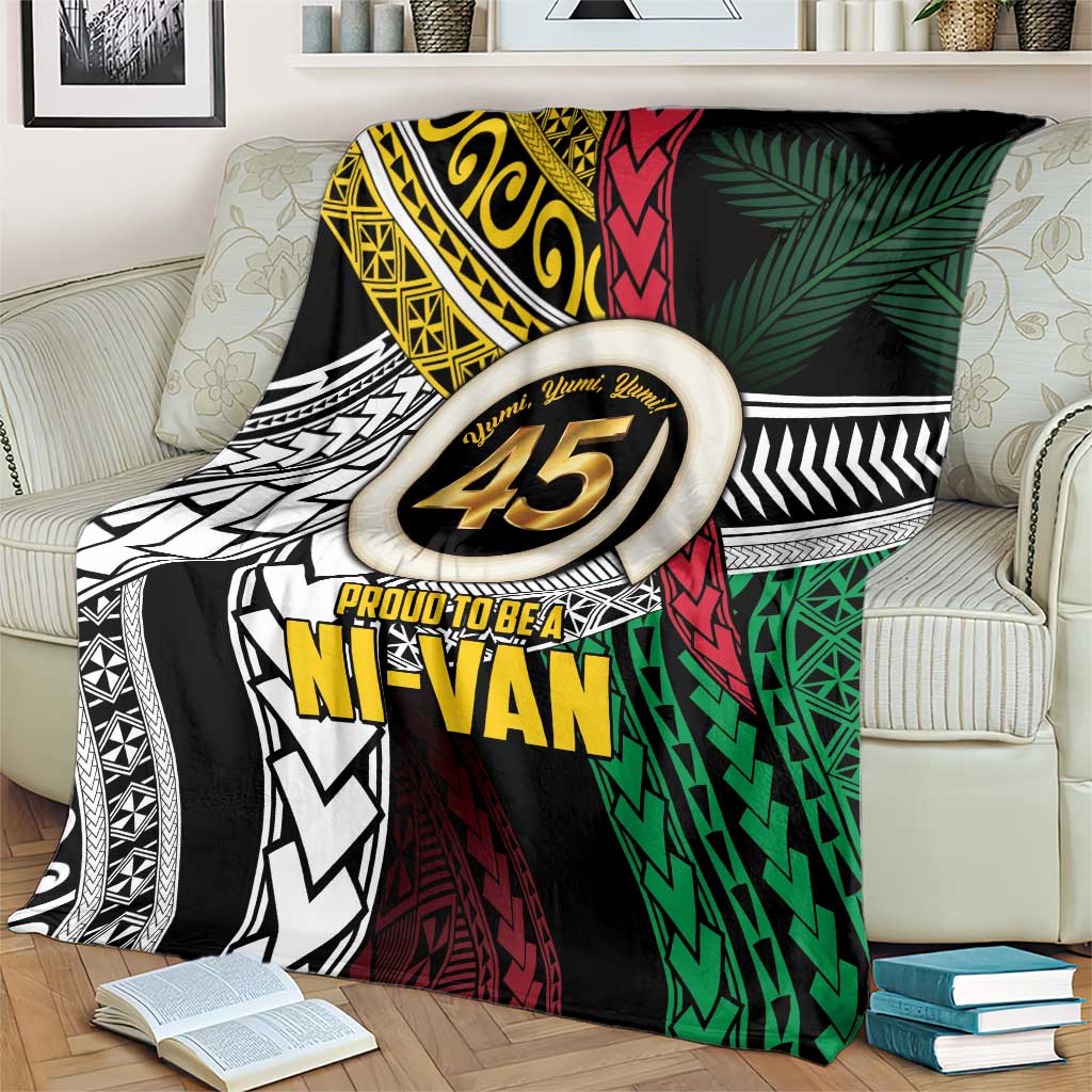 Ni-Van Vanuatu 45th Yumi Yumi Yumi Blanket Vanuatuan Boar Tusk Polynesian Pattern LT9 - Polynesian Pride