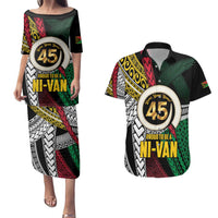 Ni-Van Vanuatu 45th Yumi Yumi Yumi Couples Matching Puletasi and Hawaiian Shirt Vanuatuan Boar Tusk Polynesian Pattern LT9 Black - Polynesian Pride