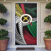 Ni-Van Vanuatu 45th Yumi Yumi Yumi Door Cover Vanuatuan Boar Tusk Polynesian Pattern LT9 Black - Polynesian Pride
