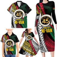 Ni-Van Vanuatu 45th Yumi Yumi Yumi Family Matching Long Sleeve Bodycon Dress and Hawaiian Shirt Vanuatuan Boar Tusk Polynesian Pattern LT9 - Polynesian Pride
