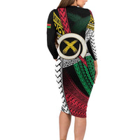 Ni-Van Vanuatu 45th Yumi Yumi Yumi Family Matching Long Sleeve Bodycon Dress and Hawaiian Shirt Vanuatuan Boar Tusk Polynesian Pattern LT9 - Polynesian Pride