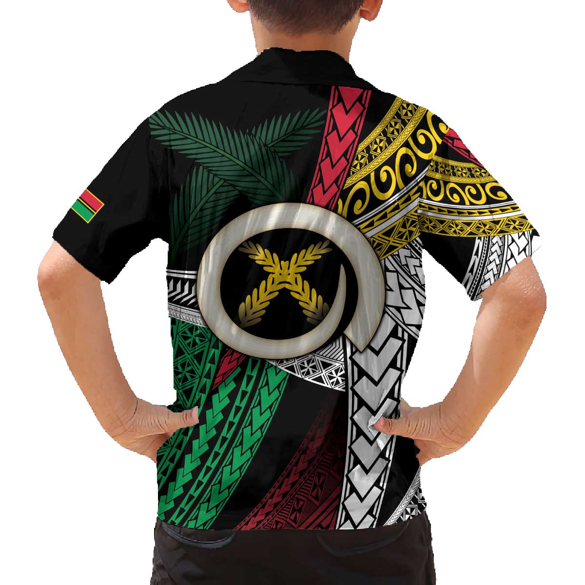 Ni-Van Vanuatu 45th Yumi Yumi Yumi Family Matching Off The Shoulder Long Sleeve Dress and Hawaiian Shirt Vanuatuan Boar Tusk Polynesian Pattern LT9 - Polynesian Pride