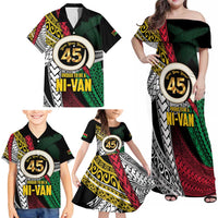 Ni-Van Vanuatu 45th Yumi Yumi Yumi Family Matching Off Shoulder Maxi Dress and Hawaiian Shirt Vanuatuan Boar Tusk Polynesian Pattern LT9 - Polynesian Pride