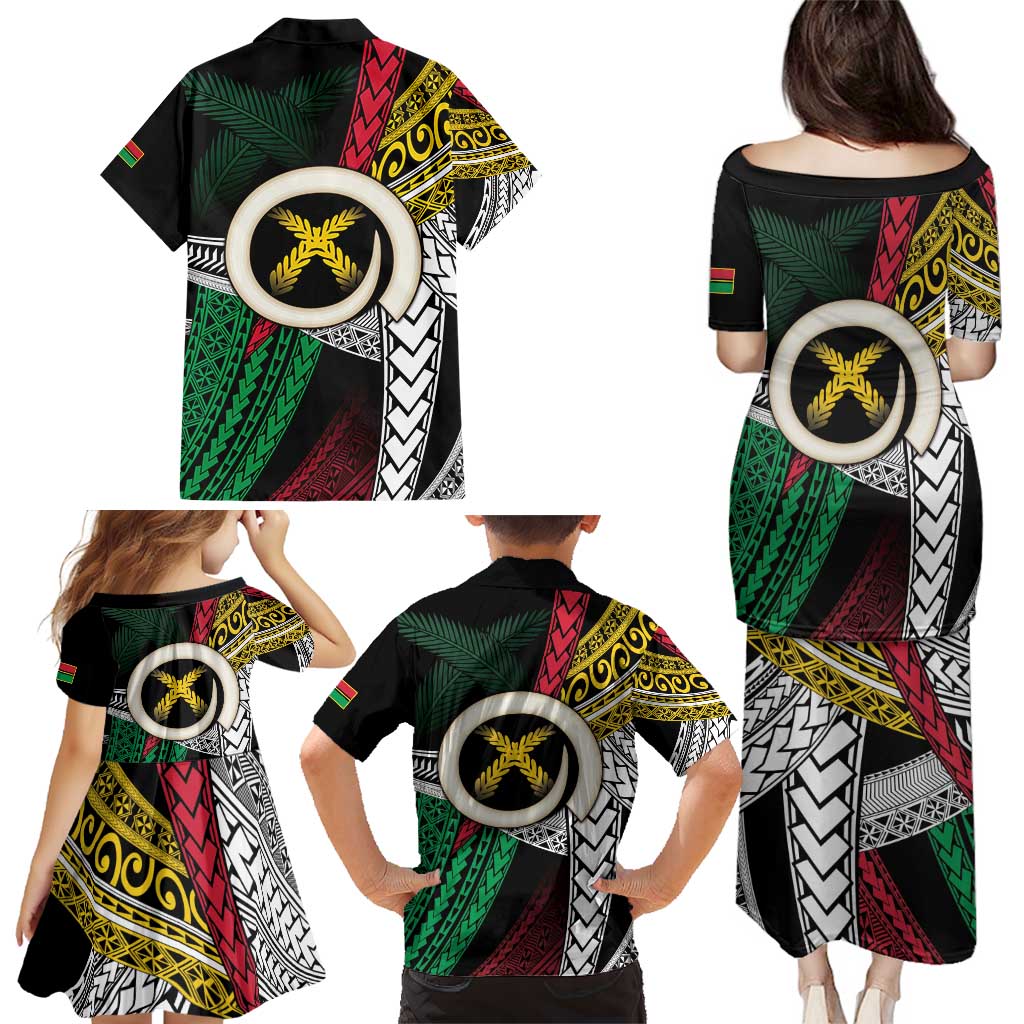 Ni-Van Vanuatu 45th Yumi Yumi Yumi Family Matching Puletasi and Hawaiian Shirt Vanuatuan Boar Tusk Polynesian Pattern LT9 - Polynesian Pride
