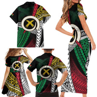 Ni-Van Vanuatu 45th Yumi Yumi Yumi Family Matching Short Sleeve Bodycon Dress and Hawaiian Shirt Vanuatuan Boar Tusk Polynesian Pattern LT9 - Polynesian Pride