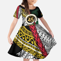 Ni-Van Vanuatu 45th Yumi Yumi Yumi Family Matching Summer Maxi Dress and Hawaiian Shirt Vanuatuan Boar Tusk Polynesian Pattern LT9 Daughter's Dress Black - Polynesian Pride