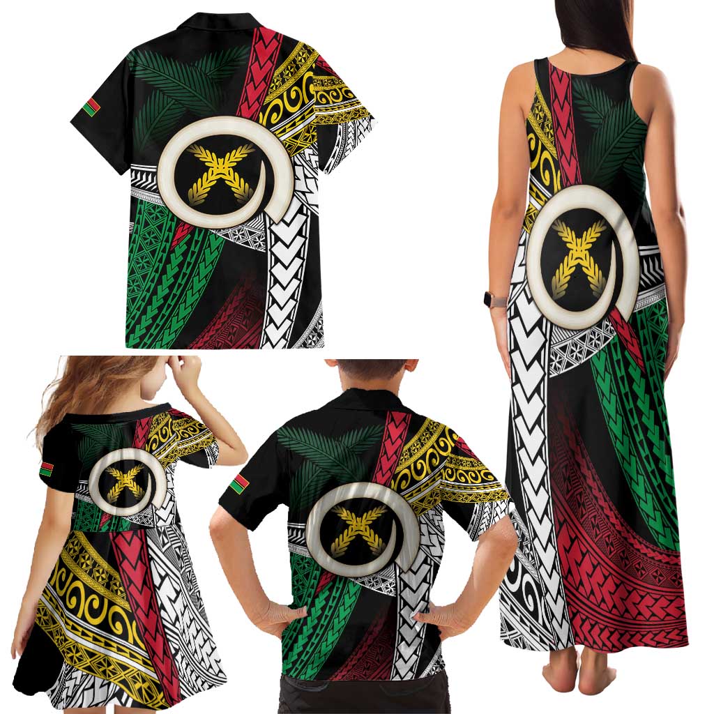 Ni-Van Vanuatu 45th Yumi Yumi Yumi Family Matching Tank Maxi Dress and Hawaiian Shirt Vanuatuan Boar Tusk Polynesian Pattern LT9 - Polynesian Pride