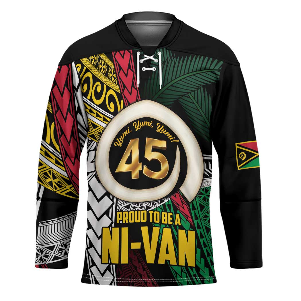 Ni-Van Vanuatu 45th Yumi Yumi Yumi Hockey Jersey Vanuatuan Boar Tusk Polynesian Pattern - Polynesian Pride