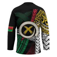 Ni-Van Vanuatu 45th Yumi Yumi Yumi Hockey Jersey Vanuatuan Boar Tusk Polynesian Pattern LT9 - Polynesian Pride