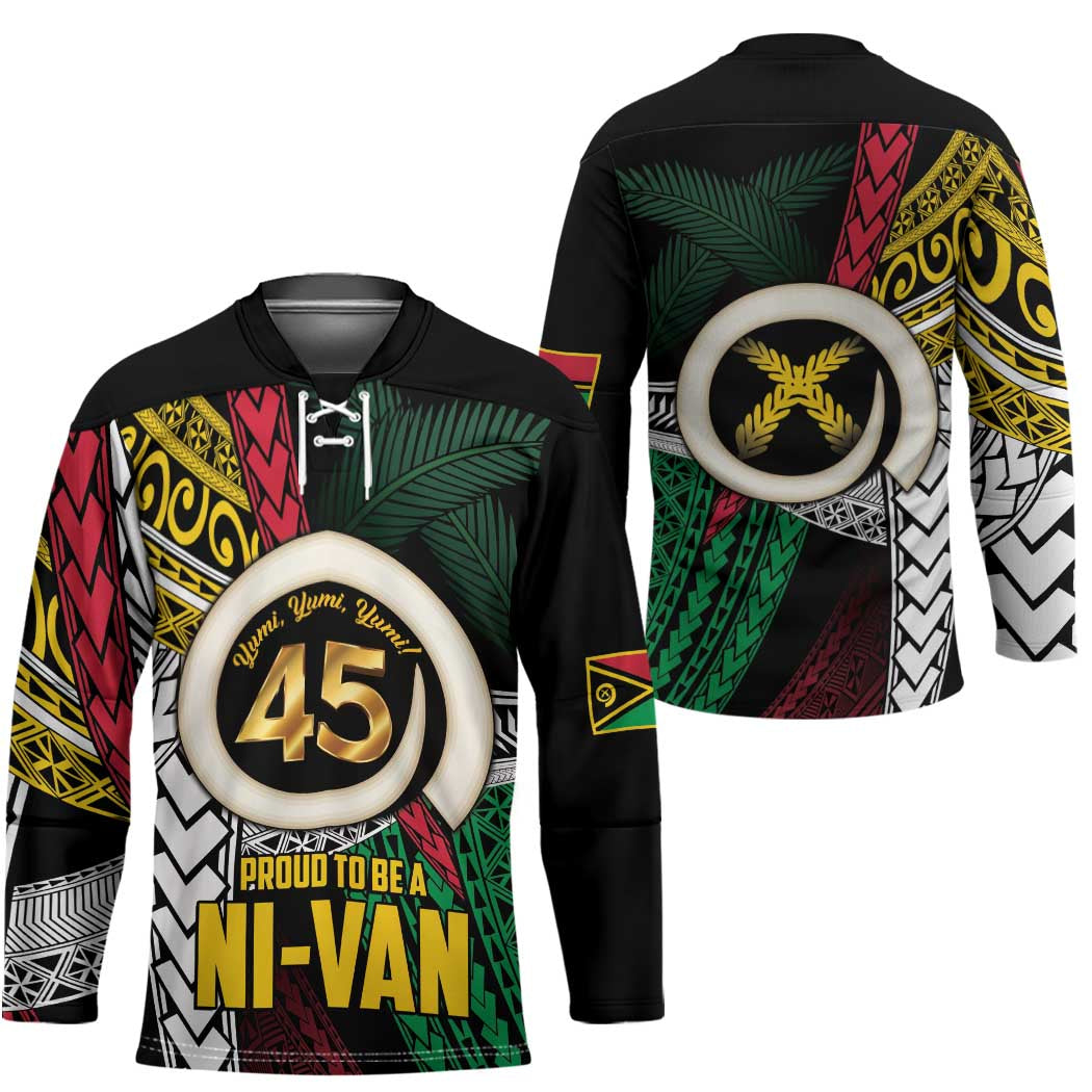 Ni-Van Vanuatu 45th Yumi Yumi Yumi Hockey Jersey Vanuatuan Boar Tusk Polynesian Pattern LT9 - Polynesian Pride