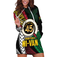 Ni-Van Vanuatu 45th Yumi Yumi Yumi Hoodie Dress Vanuatuan Boar Tusk Polynesian Pattern LT9 Black - Polynesian Pride