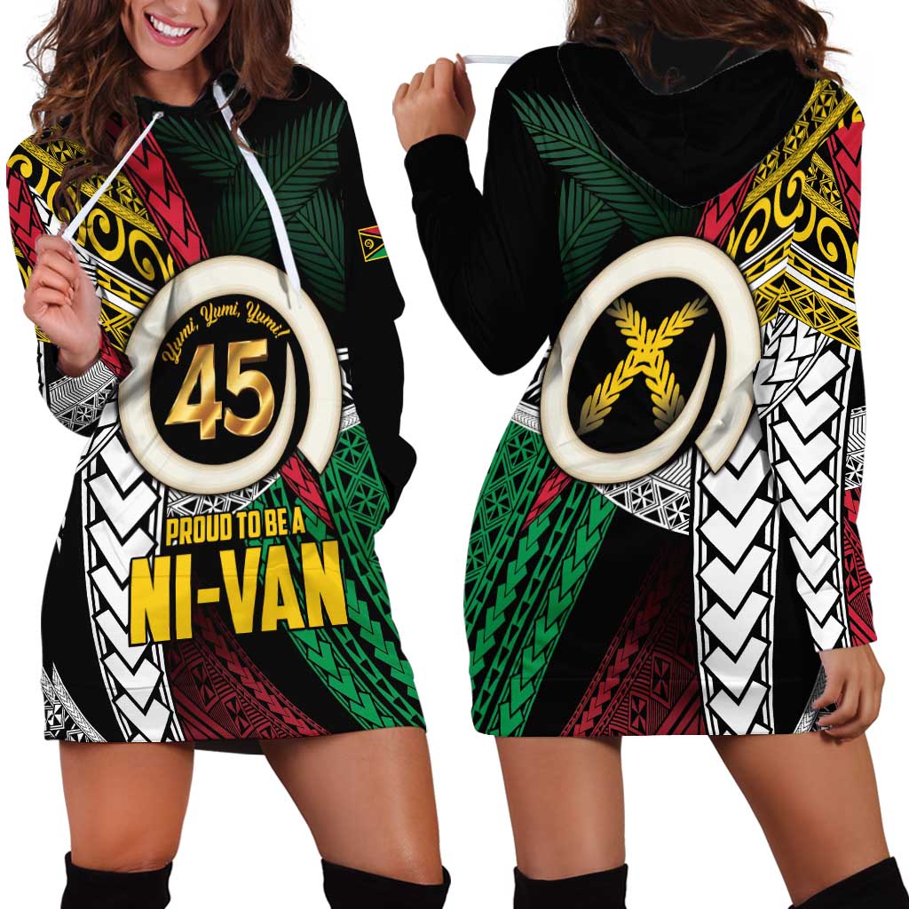 Ni-Van Vanuatu 45th Yumi Yumi Yumi Hoodie Dress Vanuatuan Boar Tusk Polynesian Pattern LT9 - Polynesian Pride