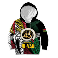 Ni-Van Vanuatu 45th Yumi Yumi Yumi Kid Hoodie Vanuatuan Boar Tusk Polynesian Pattern LT9 Hoodie Black - Polynesian Pride