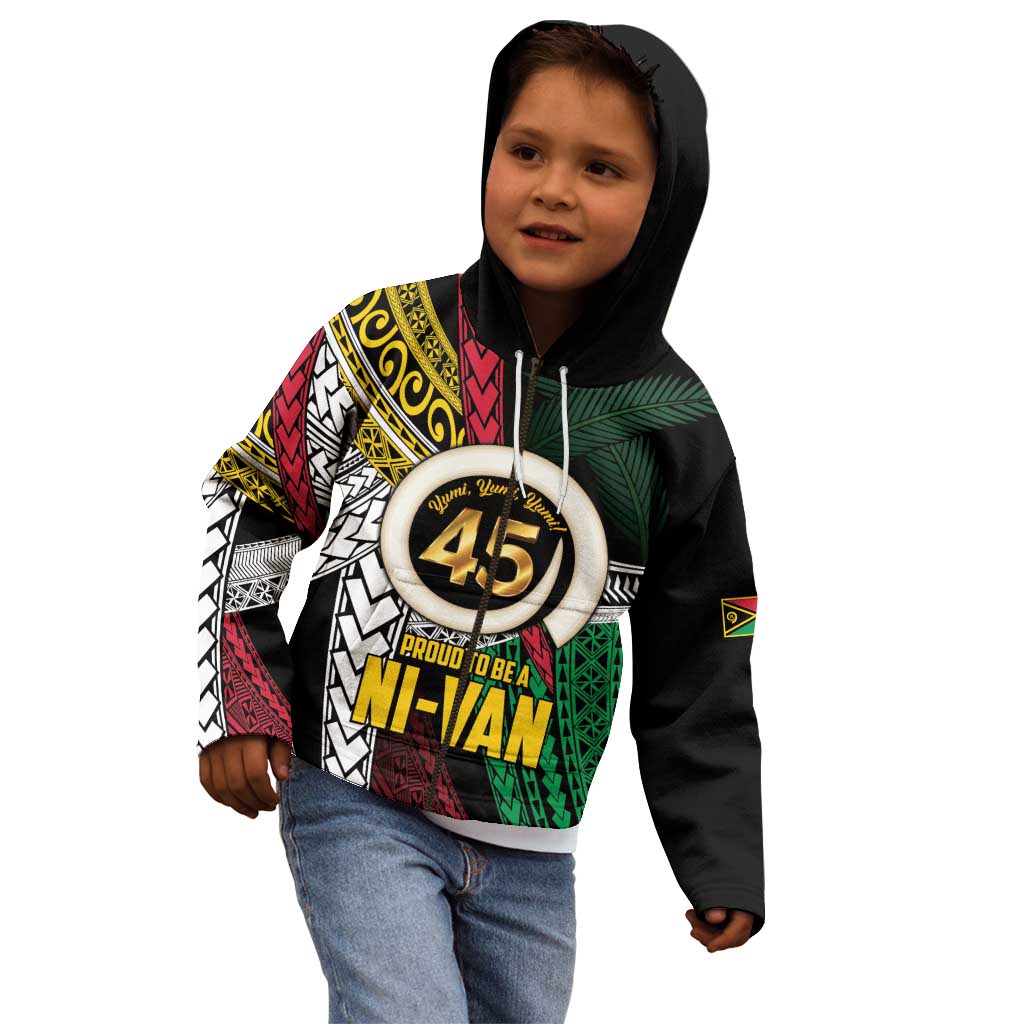 Ni-Van Vanuatu 45th Yumi Yumi Yumi Kid Hoodie Vanuatuan Boar Tusk Polynesian Pattern LT9 - Polynesian Pride