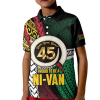 Ni-Van Vanuatu 45th Yumi Yumi Yumi Kid Polo Shirt Vanuatuan Boar Tusk Polynesian Pattern LT9 Kid Black - Polynesian Pride