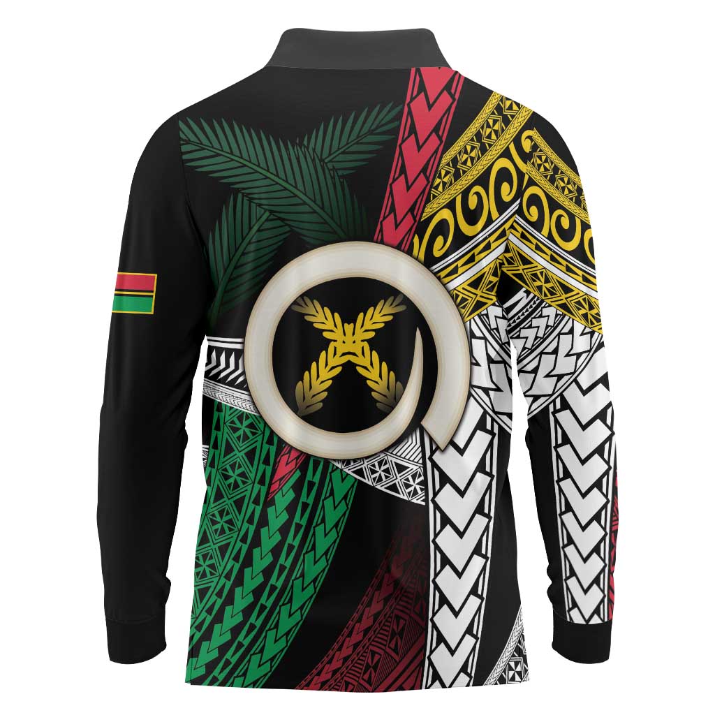 Ni-Van Vanuatu 45th Yumi Yumi Yumi Long Sleeve Polo Shirt Vanuatuan Boar Tusk Polynesian Pattern LT9 - Polynesian Pride