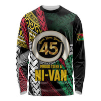 Ni-Van Vanuatu 45th Yumi Yumi Yumi Long Sleeve Shirt Vanuatuan Boar Tusk Polynesian Pattern LT9 Unisex Black - Polynesian Pride