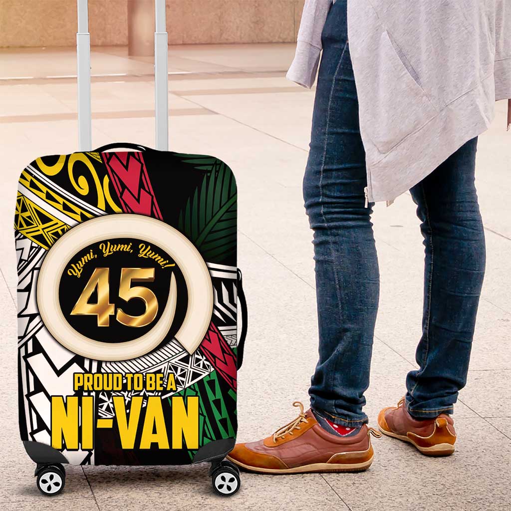 Ni-Van Vanuatu 45th Yumi Yumi Yumi Luggage Cover Vanuatuan Boar Tusk Polynesian Pattern LT9 Black - Polynesian Pride