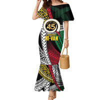 Ni-Van Vanuatu 45th Yumi Yumi Yumi Mermaid Dress Vanuatuan Boar Tusk Polynesian Pattern LT9 Women Black - Polynesian Pride