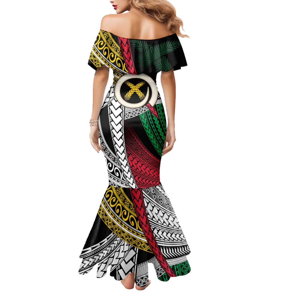 Ni-Van Vanuatu 45th Yumi Yumi Yumi Mermaid Dress Vanuatuan Boar Tusk Polynesian Pattern LT9 - Polynesian Pride