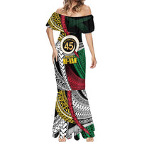 Ni-Van Vanuatu 45th Yumi Yumi Yumi Mermaid Dress Vanuatuan Boar Tusk Polynesian Pattern LT9 - Polynesian Pride