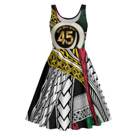 Ni-Van Vanuatu 45th Yumi Yumi Yumi Midi Dress Vanuatuan Boar Tusk Polynesian Pattern LT9 Black - Polynesian Pride