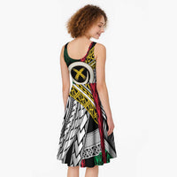 Ni-Van Vanuatu 45th Yumi Yumi Yumi Midi Dress Vanuatuan Boar Tusk Polynesian Pattern LT9 - Polynesian Pride