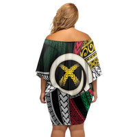 Ni-Van Vanuatu 45th Yumi Yumi Yumi Off Shoulder Short Dress Vanuatuan Boar Tusk Polynesian Pattern LT9 - Polynesian Pride