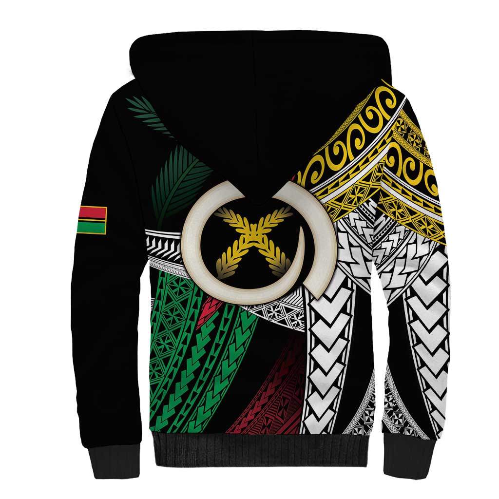 Ni-Van Vanuatu 45th Yumi Yumi Yumi Sherpa Hoodie Vanuatuan Boar Tusk Polynesian Pattern LT9 - Polynesian Pride