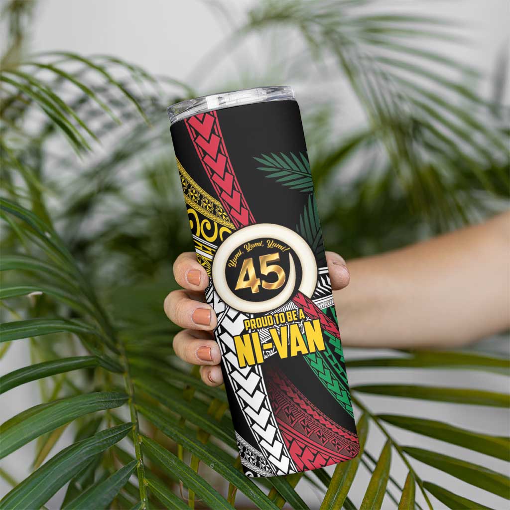 Ni-Van Vanuatu 45th Yumi Yumi Yumi Skinny Tumbler Vanuatuan Boar Tusk Polynesian Pattern LT9 - Polynesian Pride