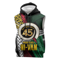 Ni-Van Vanuatu 45th Yumi Yumi Yumi Sleeveless Hoodie Vanuatuan Boar Tusk Polynesian Pattern LT9 Black - Polynesian Pride
