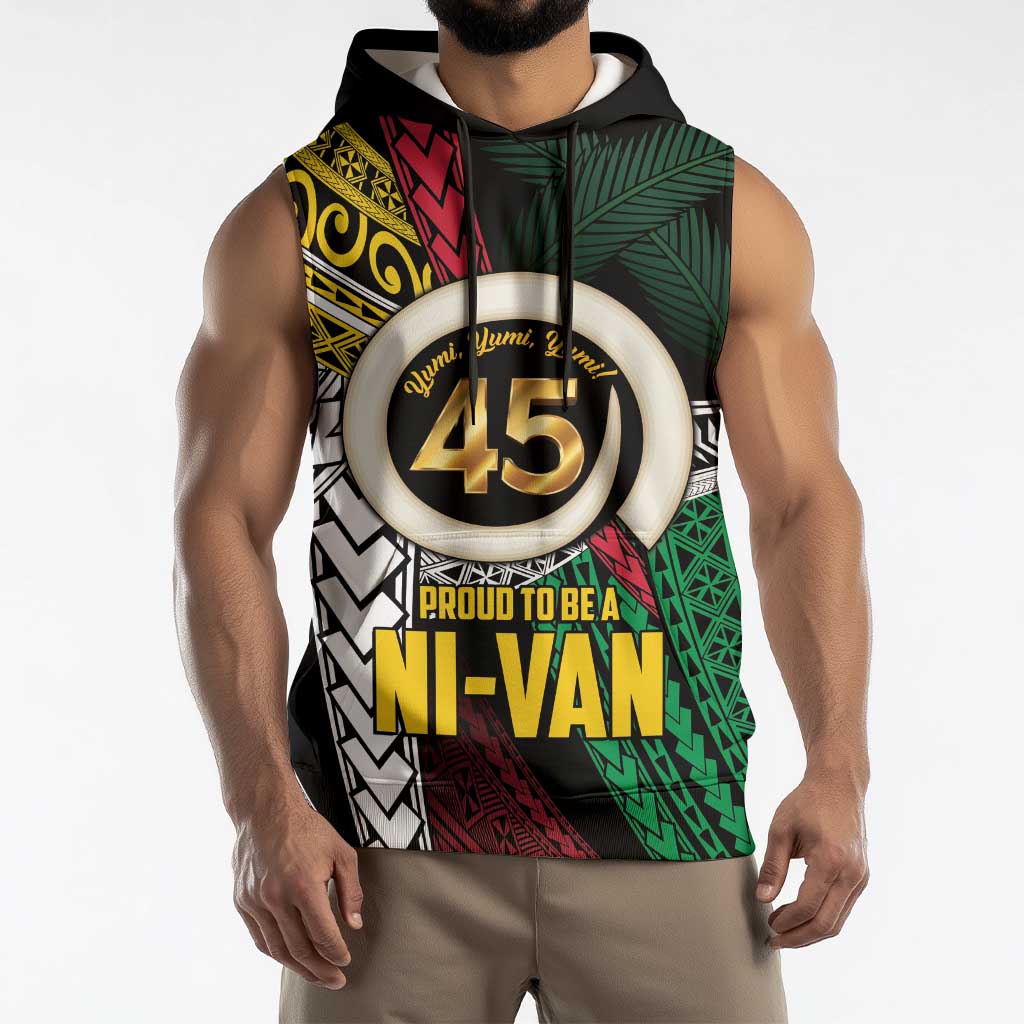 Ni-Van Vanuatu 45th Yumi Yumi Yumi Sleeveless Hoodie Vanuatuan Boar Tusk Polynesian Pattern LT9 - Polynesian Pride