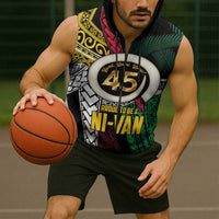 Ni-Van Vanuatu 45th Yumi Yumi Yumi Sleeveless Zip Hoodie Vanuatuan Boar Tusk Polynesian Pattern LT9 - Polynesian Pride