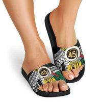 Ni-Van Vanuatu 45th Yumi Yumi Yumi Slide Sandals Vanuatuan Boar Tusk Polynesian Pattern - Polynesian Pride