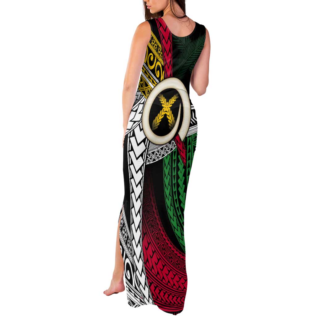 Ni-Van Vanuatu 45th Yumi Yumi Yumi Tank Maxi Dress Vanuatuan Boar Tusk Polynesian Pattern LT9 - Polynesian Pride