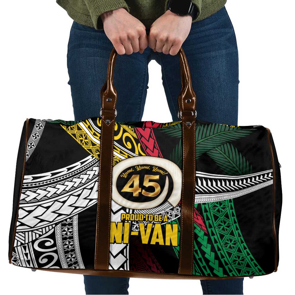Ni-Van Vanuatu 45th Yumi Yumi Yumi Travel Bag Vanuatuan Boar Tusk Polynesian Pattern LT9 Black - Polynesian Pride