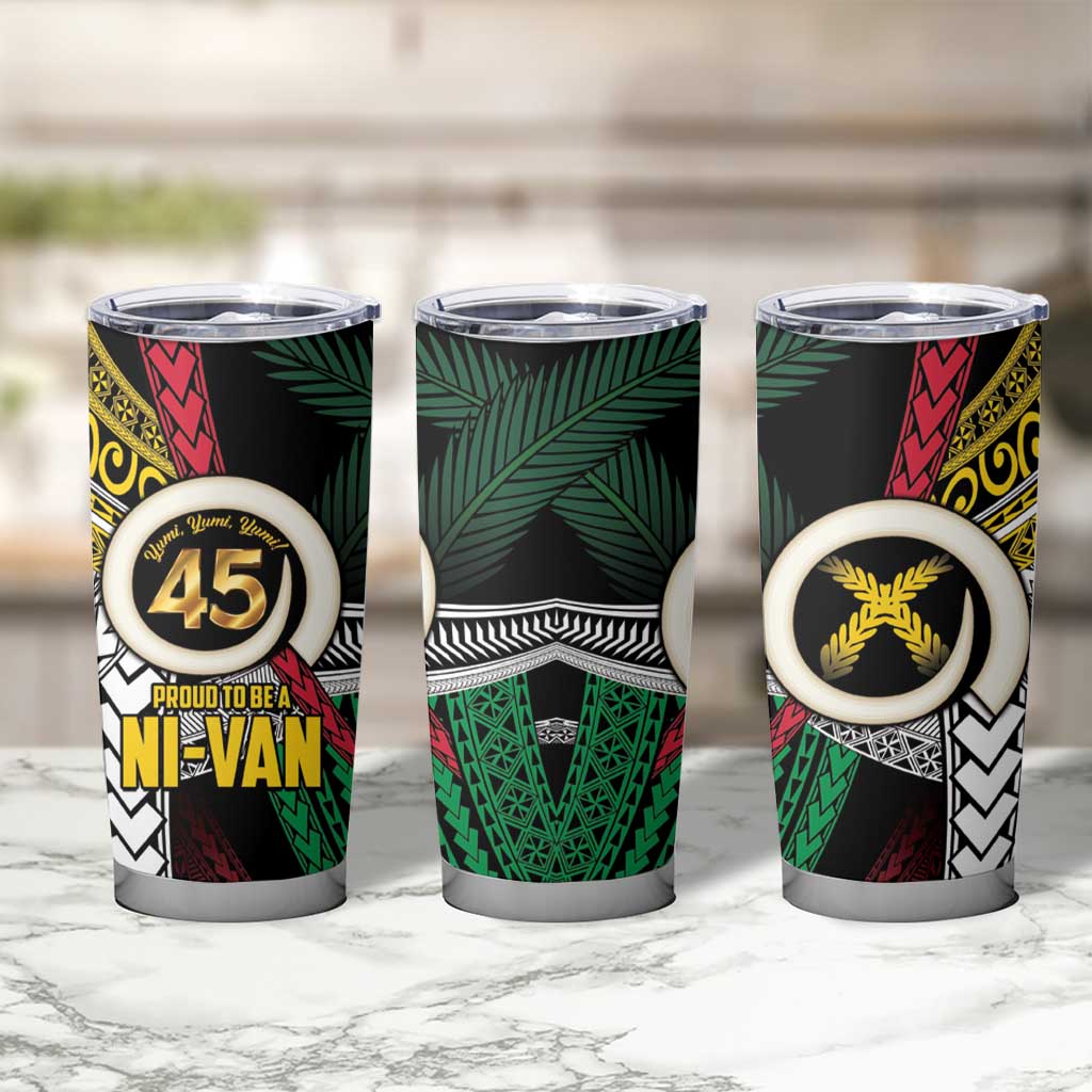 Ni-Van Vanuatu 45th Yumi Yumi Yumi Tumbler Cup Vanuatuan Boar Tusk Polynesian Pattern LT9 - Polynesian Pride