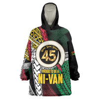 Ni-Van Vanuatu 45th Yumi Yumi Yumi Wearable Blanket Hoodie Vanuatuan Boar Tusk Polynesian Pattern LT9 One Size Black - Polynesian Pride