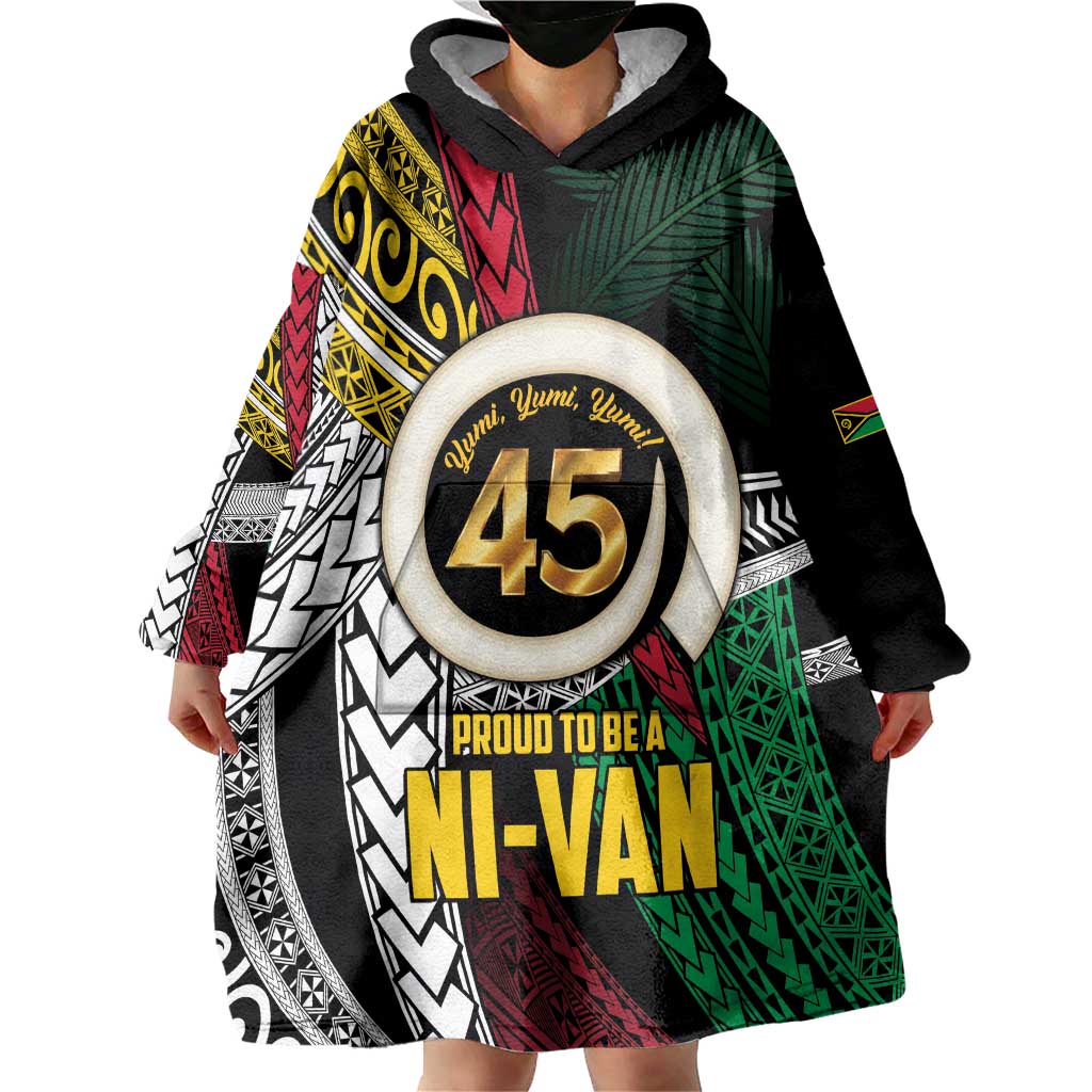 Ni-Van Vanuatu 45th Yumi Yumi Yumi Wearable Blanket Hoodie Vanuatuan Boar Tusk Polynesian Pattern LT9 - Polynesian Pride