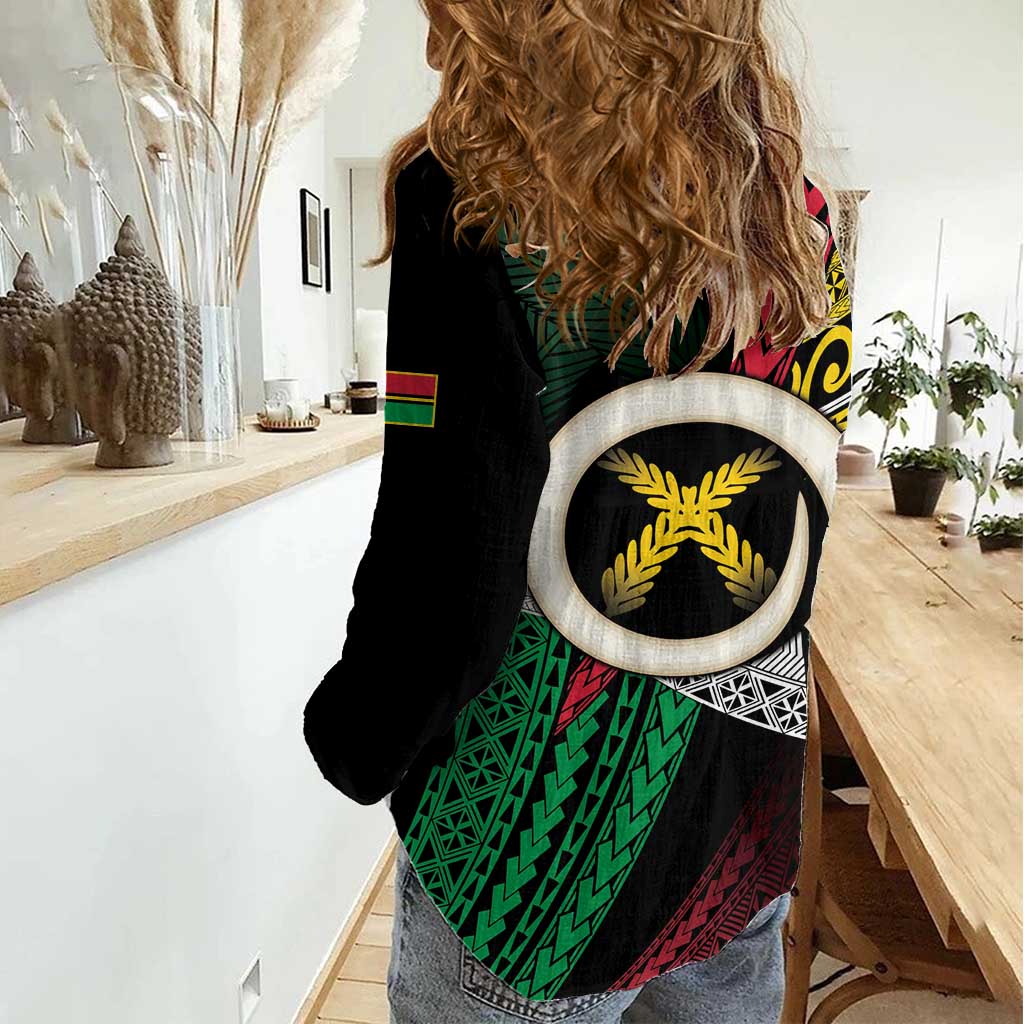 Ni-Van Vanuatu 45th Yumi Yumi Yumi Women Casual Shirt Vanuatuan Boar Tusk Polynesian Pattern LT9 - Polynesian Pride