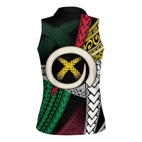 Ni-Van Vanuatu 45th Yumi Yumi Yumi Women Sleeveless Polo Shirt Vanuatuan Boar Tusk Polynesian Pattern LT9 - Polynesian Pride