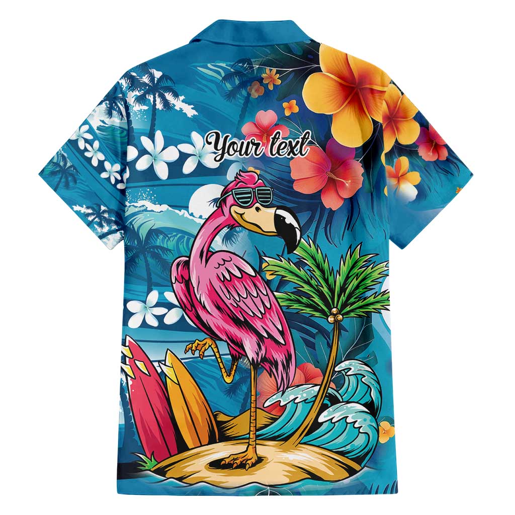 Hawaiian Flamingo Hibiscus Personalised Family Matching Summer Maxi Dress and Hawaiian Shirt Blue Summer Tropical Flowers LT9 - Polynesian Pride