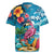 Hawaiian Flamingo Hibiscus Personalised Rugby Jersey Blue Summer Tropical Flowers - Polynesian Pride