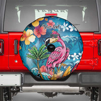Hawaiian Flamingo Hibiscus Personalised Spare Tire Cover Blue Summer Tropical Flowers LT9 - Polynesian Pride