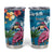 Hawaiian Flamingo Hibiscus Personalised Tumbler Cup Blue Summer Tropical Flowers - Polynesian Pride