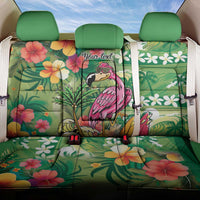 Hawaiian Flamingo Hibiscus Personalised Back Car Seat Cover Green Summer Tropical Flowers LT9 One Size Green - Polynesian Pride