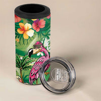 Hawaiian Flamingo Hibiscus Personalised 4 in 1 Can Cooler Tumbler Green Summer Tropical Flowers LT9 - Polynesian Pride