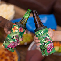 Hawaiian Flamingo Hibiscus Personalised 4 in 1 Can Cooler Tumbler Green Summer Tropical Flowers LT9 - Polynesian Pride